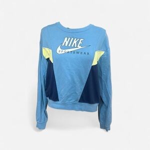 Funky Vintage Retro Style Blue & Yellow Nike Sweatshirt